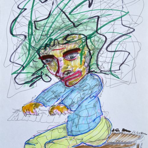 N° 594 - Homme roulant son linge