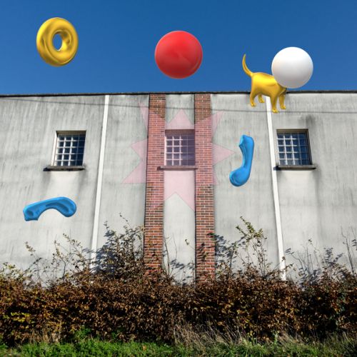 Chat à grosse tête blanche sur un mur