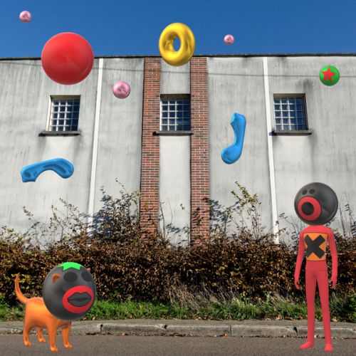 Chat et homme sur la route