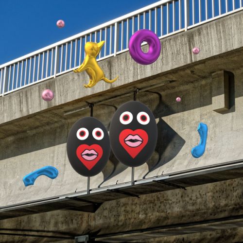 Femme et homme marchant sous un pont