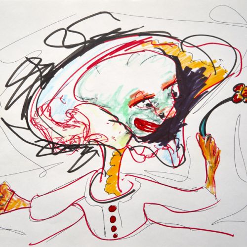 N° 734 - Homme ayant cueilli une fleur