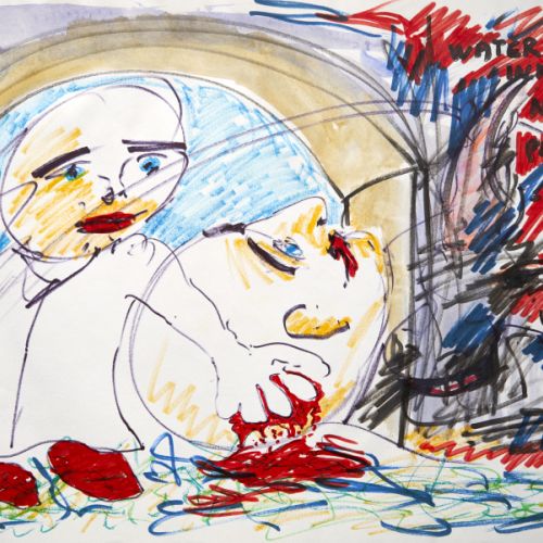 N° 749 - Enfant compressant une plaie