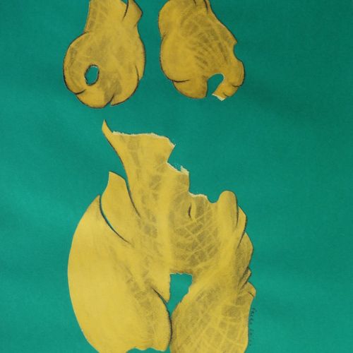 N° 219 - Fusain et collage sur papier (32 x 50 cm) 1997, (étude du corps).