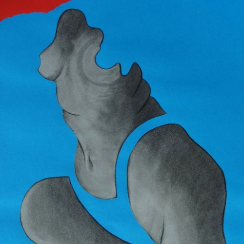 N° 225 - Fusain et collage sur papier (32 x 50 cm) 1997, (étude du corps).