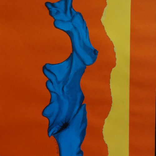 N° 218 - Fusain et collage sur papier (32 x 50 cm) 1997, (étude du corps).