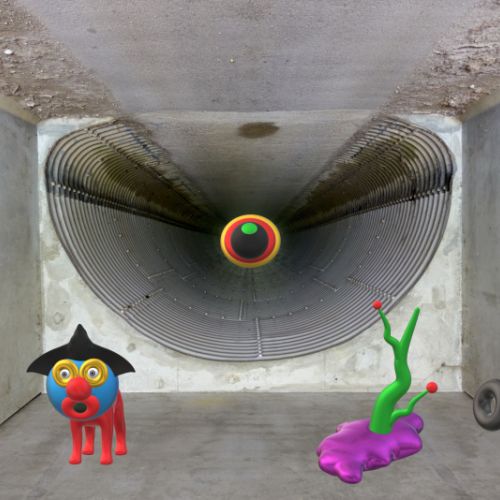 Petite chienne dans un bunker