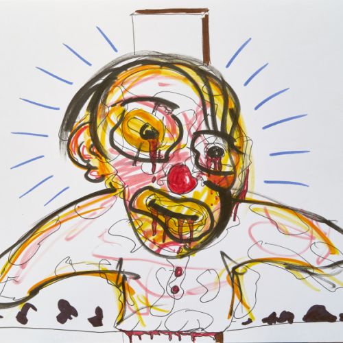 N° 455 - Clown sur croix - 1999 (21x29,6 cm)