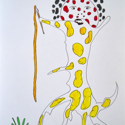 N° 454 - Femme en train de peindre - 1999 (21x29,7 cm)