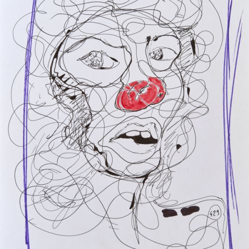 N° 429 - Portrait d’une femme clown - 1999 (21x29,7 cm)