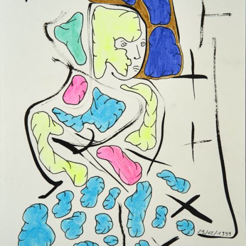 N° 545 - Homme en robe, contre une fenêtre - 1999 (21x29,7 cm)