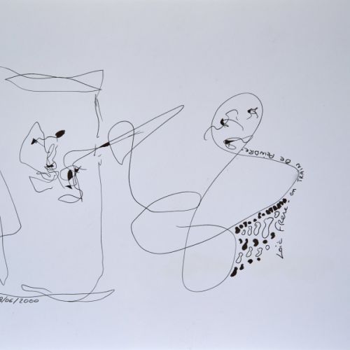 N° 624 - Loïc Frere, en train de peindre - 2000 (21x29,7 cm)