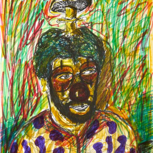 N° 486 - Clown avec un champignon - 1999 (19,4x25,2 cm)