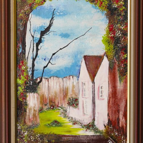Maisons dans le lotissement - N°115 - Acryl sur toile (24 x 35 cm) 1996
