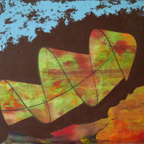 N° 63 - Étude de 2 serpents de mer, n° 2 - Acryl sur toile - (41 x 33 cm) 1996