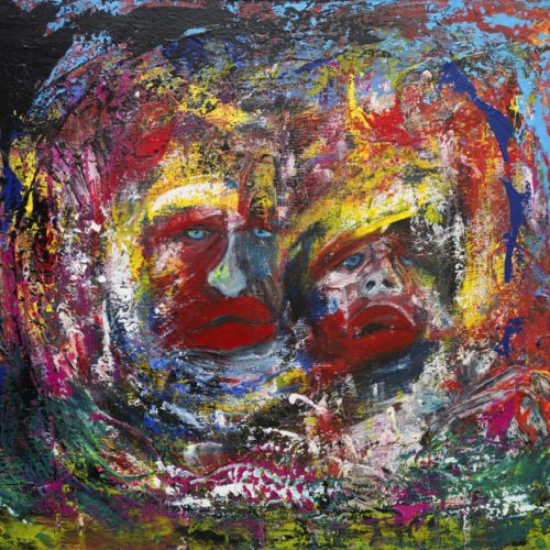 N° 653 - Couple de jeunes mariés - Acryl sur toile (65 x 54 cm) - 2000