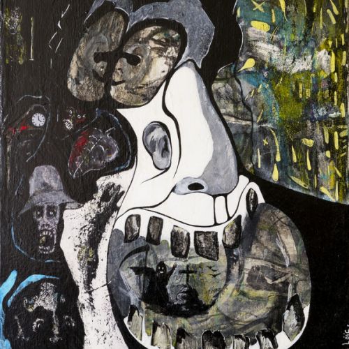 N° 3 - Du coup de foudre au traumatisme - Acryl sur toile - 41 x 33 cm (1994)