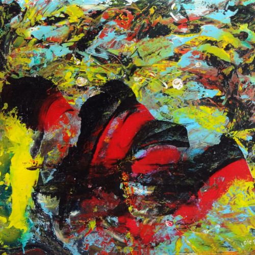 N° 303 - Souvenirs de mon parrain en train de faire la sieste (33x40,5 cm) Acryl sur carton 1998